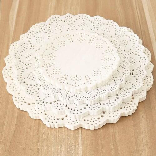 100pcs 9.5inch 10.5inch Round Paper Doilies White Cake Lace Doilies Paper Mat Wedding and Party Decoration