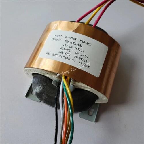 15V-0-15V 1A 9V 1A 9V 1A R Core Transformer 50VA R40 custom transformer 220V copper shield output for Power supply amplifier