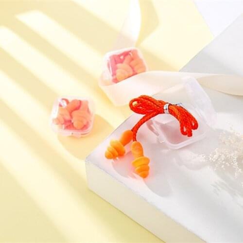 2Pairs/Lot Portable Tree Style Acoustic Prevent Noise Earplug Study Sleep Swimming Diving with String Line Silicone Earplugs
