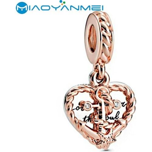 2020 Summer Jewelry 925 Sterling Silver Beads Rose Gold Submarine Anchor Dangle Charm Fit Original Pandora Bracelets Women Gift