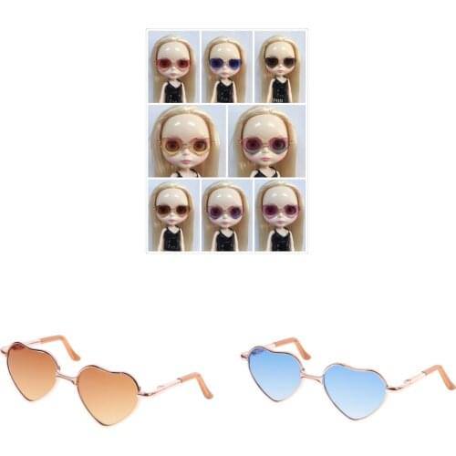 2x Fashion Doll Glasses Heart Frame Colorful Sunglasses For 12" Blythe Doll