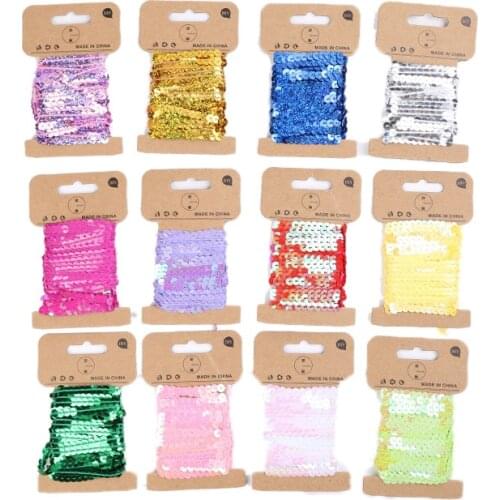 5yards 6mm Sequins Ribbon Lace Trim Sequin Fabric For Dress Clothes Headdress Bridal Clothing Shoes Sewing Accessories DIY