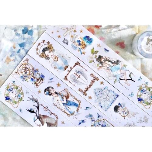 White Fairy Girl Washi Tapes Bullet Journal Masking Tape Adhesive Tape DIY Scrapbooking Washi Stickers