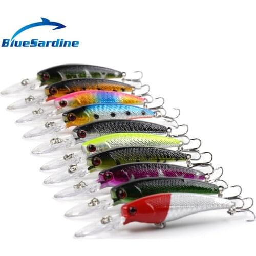 BlueSardine 10PCS 10.5CM 8G Crankbait Minnow Fishing Lures Hard Bait Plastic Crank Baits Artificial Fish Pesca
