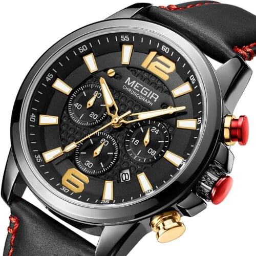 MEGIR Men Sport Watch Top Brand Luxury Waterproof Luminous Chronograph Quartz Army Military Watches Clock Men Relogio Masculino
