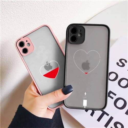 Charge Heart Phone Case For iphone X XS MAX XR 6s 7 8 Plus SE 2020 for iphone 11 12 Pro Max Back Hard Couple Charging Love Cover