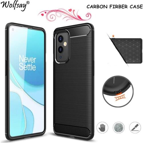 Carbon Fiber Cover For OnePlus 9 Case Bumper Rubber Silicone Shockproof Back Case For OnePlus 9 One Plus9 Case For OnePlus 9 Pro