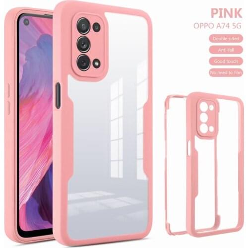 For OPPO A15/A74 A93 A54 5G/A94 5G A74 4G New 360 Degree Full Body Cover, Soft PET Film and TPU Bumper Case + Acrylic Back Shell