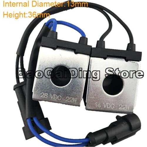 Excavator XG821 XG822 Pilot Safety Lock Solenoid Valve Coil ZHENYU ZY150-8 Internal Diameter 13mm,Height 36mm