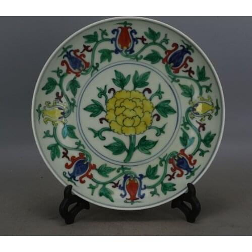 Antique MingDynasty porcelain plate,color Peony Plate,Hand-painted crafts,Decoration,Collection&Adornment,Free shipping