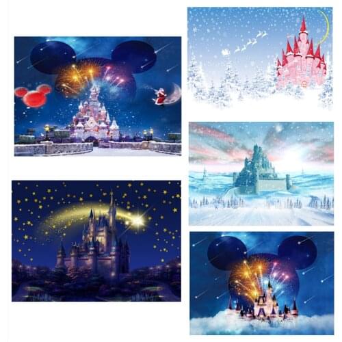 Disney Castle Background Cloth Children Girls Birthday Party Wall Decoration Mickey Mouse Poster Room Decoration Christmas Gifts