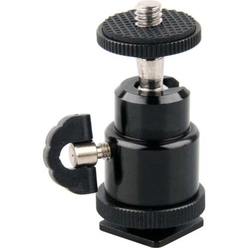 Camera 360 Degree Hot Shoe Small Holder 1/4" Male Screw Mini Mount Ball Head Flash Bracket