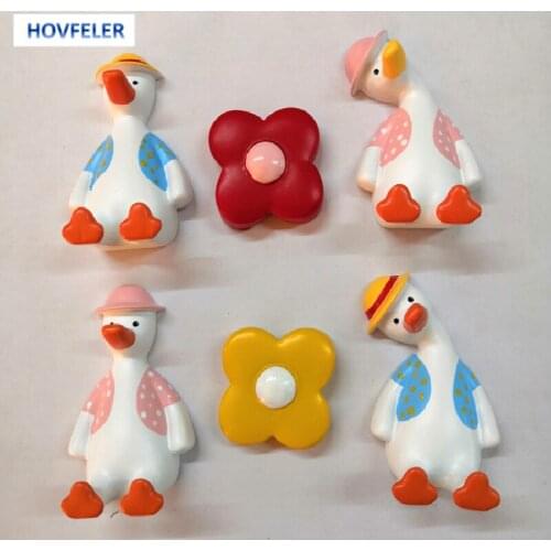 HOVFELER Cute Cartoon Refueling Duck Fridge Magnets Flower Refrigerator Magnetic Sticker Home Decoration Accessories