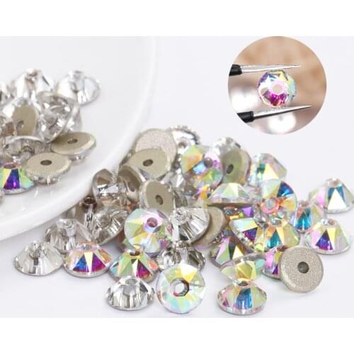 Round Shape Glass Strass Crystals Jewelry Making Accessories AB Color Flatback Bracelets Beads Art Crafts DIY Stones