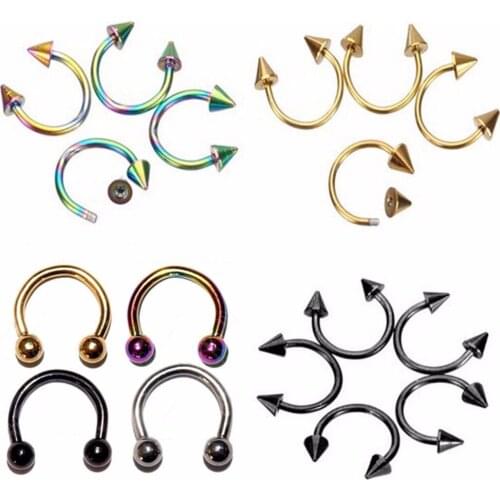 1Pc Circular Body Jewelry Stainless Steel Piercing Ball Horseshoe Rings Nostril Ring Round Earring 2 Style