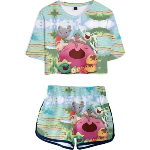 Slime Rancher 3D Summer unisex Sets Sexy Short Tops+shorts Elastic Waist Suit Two Piece Sets Streetwear Style