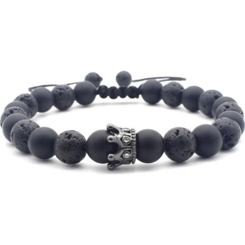 Micro pave elastic Frosted thread turquoise Reiki Yoga Bracelet hfh4 adjusted Lava Volcanic Stone bead Howlite agate Bangles