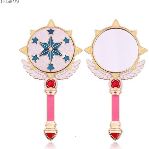 Cute Round Star Wing Make Up Hand Hold Mirror Anime Action Figure Princess Lady Magic Card Captor Sakura Makeup Beauty mirror