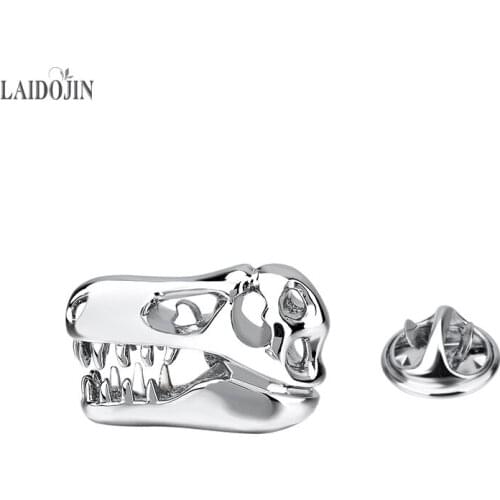 LAIDOJIN Silver plated Dinosaur Skull Men Lapel Pin Brooches Pins Fine Gift for Mens/Ladies Clothes Collars Party Jewelry