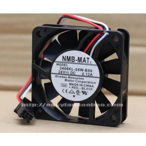 NMB-MAT 2406KL-05W-B59 T09 B00 DC 24V 0.13A 3-wire 60x60x15mm Server Cooling Fan