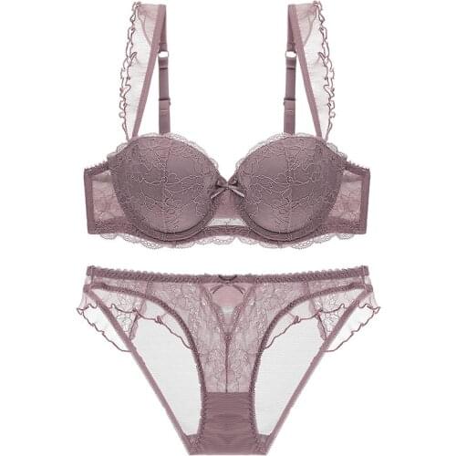 Newest Womens Push Up Embroidery Sexy Lace Floral Bra Sets Panties Underwear 5 Colors