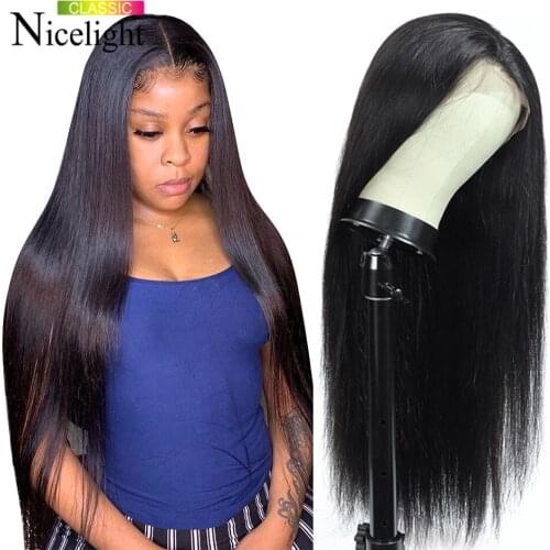 Nicelight Brazilian Straight Human Hair Wig 26inch Straight Lace Part Wig PrePlucked With Baby Frontal Wigs For Women Human Hair