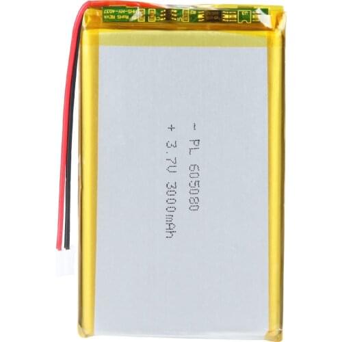 Mejuew 3.7V 3000mAh 605080 Rechargeable Lipo Battery with JST Connector