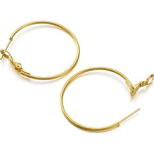 10pc Golden Plated Brass Hoop Earring Jewelry Making diy Findings, Nickel Free, about 30mm in diameter, 1.2mm thick