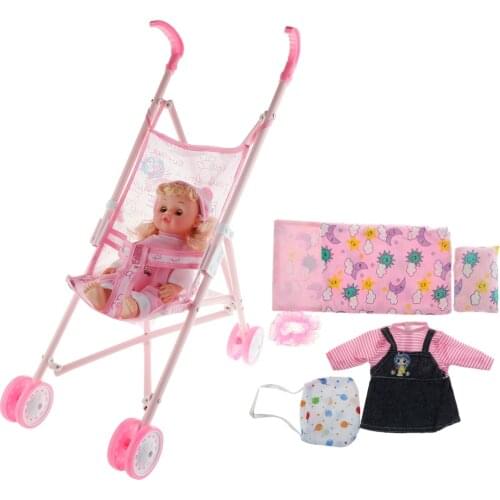 Realistic Baby Doll and Stroller Bag Sleeping Bag Set Kids Role Play Toys #1