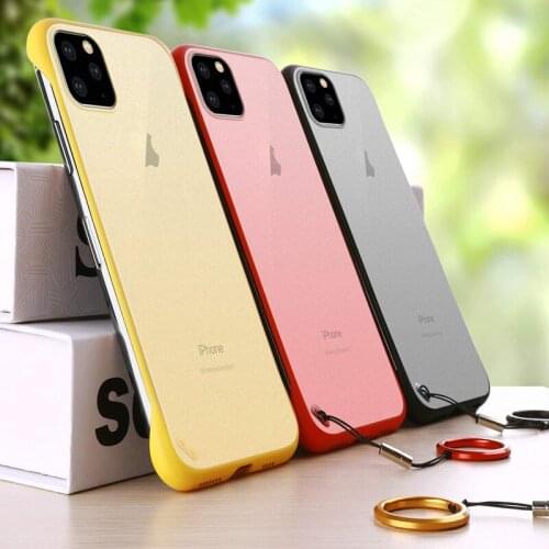 Luxury Frameless Ring Design Scrub Phone Cases For iPhone 12 Pro Max Mini 11 XR XS 6 7 8 Plus X Matte Hard PC Solid Back Cover