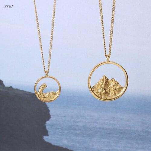 Sea&Mountain necklaces for boyfriend girlfrined stainless steel dainty necklace valentine day gift minimalist jewelry trendy