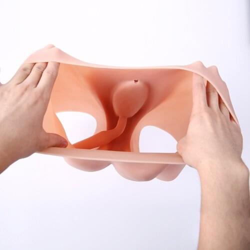 Crossdresser silicone pants with artificial penetrable flase vagina transgender Realistic Shemale Underwear Drag Queen Sex pants