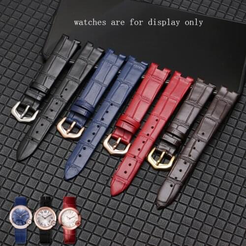 Ultrathin Genuine Leather Watchband 12x5mm 14x5mm 16x5mm Black Red Bracelet Notched Interface For WGBL005 Series Female 's Strap