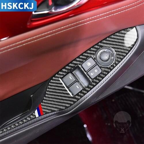 Carbon Fiber Low Configuration Door Lift Switch Panel Cover Sticker Interior Accessories For Mazda MX5 2016+ Miata Roadster ND