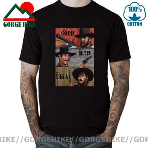 GorgeHike Cotton Quality The Good The Bad And Ugly Graphic T Shirt For Male Il buono brutto cattivo Tee Shirt Swag Unique Tshirt