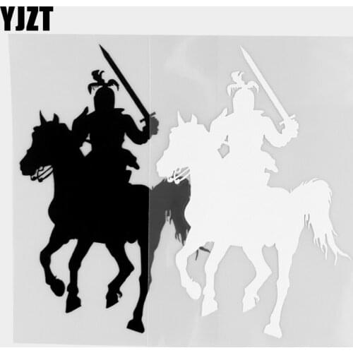 YJZT 15×9.4CM Classic Car Stickers Medieval Knight Holding Sword Vinyl Decal Car Exterior Decoration Black / Silver 20C-0416