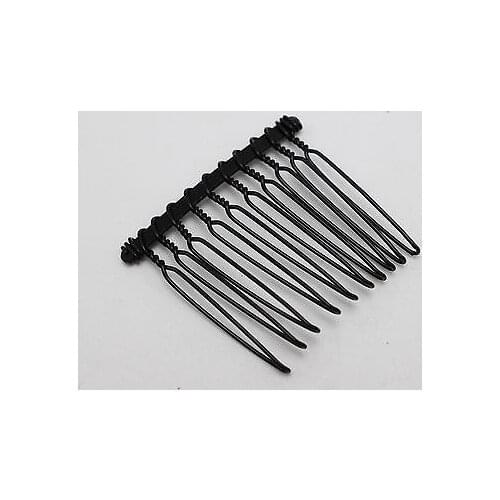 10 Black Metal 10-Teeth Hair Side Combs Clips 40X37mm for Hair Accessories DIY