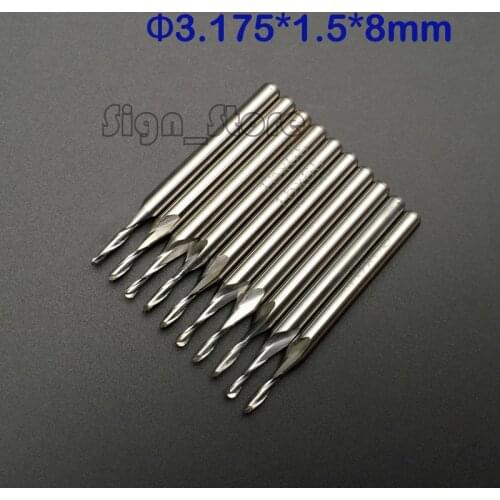 10 pcs Ball Nose Carbide Endmill 2/ two flutes CNC Router Bits 1/8" 3.175mm CED 1.5mm CEL 8mm free shipping