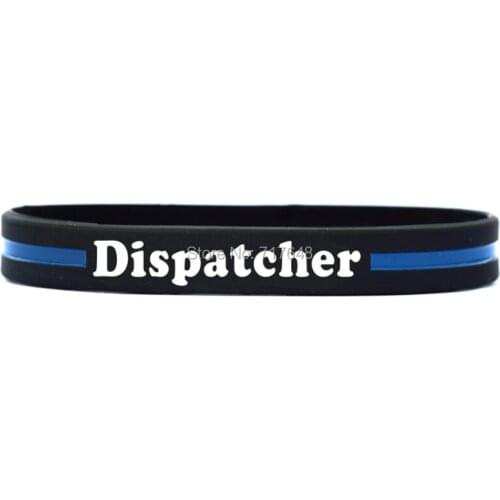 100pcs Dispatcher Thin Blue Line wristband silicone bracelets free shipping by ePacket A