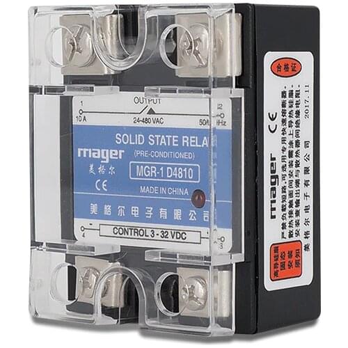 10A/25A Single Phase Solid State Relay SSR-10DA/25DA MGR-1 D4810/D4825 DC Control AC 3-32VDC TO 24-480VAC with Protective Covers