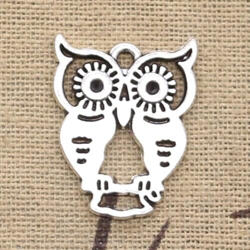 12pcs Charms Owl 23x19mm Antique Silver Color Plated Pendants Making DIY Handmade Tibetan Silver Color Jewelry