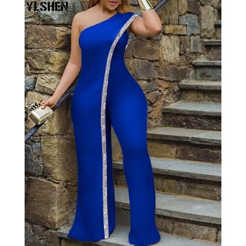 2021 Africa Clothing African Dresses for Women Party Dashiki Fashion Inclined Sequined Jumpsuit African Clothes Sexy Overalls