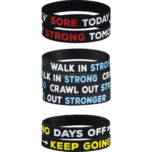 300pcs Crossfit Daily Gym Workout Perseverance and Exercise Motivation wristband silicone bracelets free shipping by FEDEX A