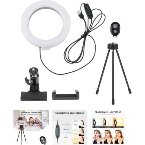 6" Makeup Selfie Ring Light Ringlight Lighting for Live Stream, with Clamp Mount Remote Control