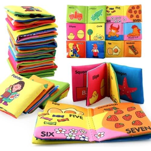 6pcs/set Fabric Baby Cloth Books Washable Loud Paper Waterproof Bath Toy Early Educational Toy Soft Animal Tail Newborn Books
