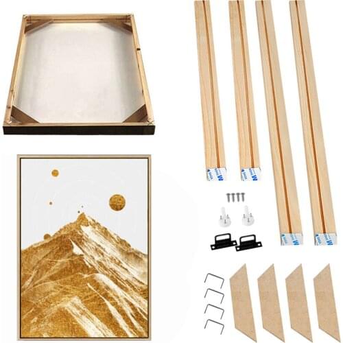 DIY Diamond Painting Moasic Cross Stitch Frame Canvas Paintings Frame Natural Wood Photo Frame Wall Art Large Posters Hanger
