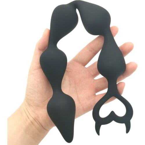 Unisex Anal Ball Butt Plug Large Size Black Anal Beads Silicone Anal Sex Toy Male Prostate Massager Anus Masturbation Erotic Toy