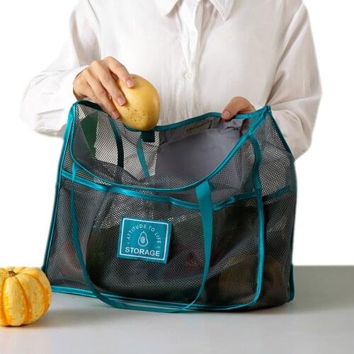 4 Sizes Vegetable Net Bag Double Pocket Hanging Design Convenient Classification Good Ventilation Breathable Storage