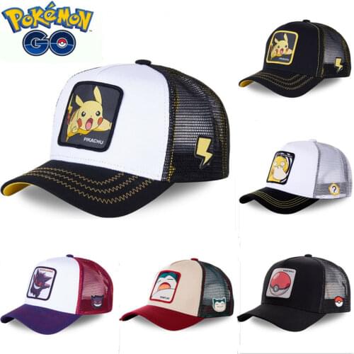 2021 Anime Pokemon Pikachu Baseball Caps Adult Outdoor Sport Snapback Cap Cute Black White Unisex Sunshade Hat Shipping Free