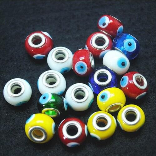 10pcs glass beads with women bracelets making diy beads big hole 10x14mm inner hole 5mm eye designs european beads good selling
